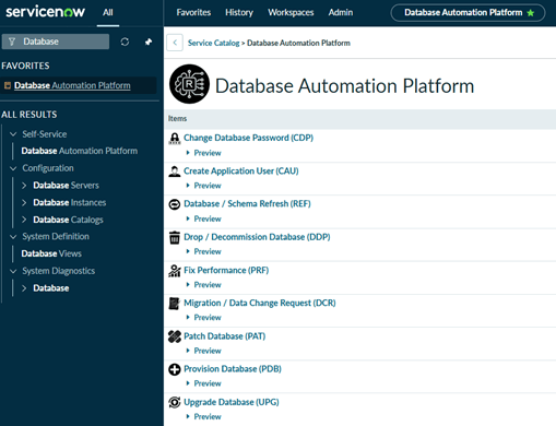 The 9 Change Oracle automation Request intake  forms accessible from the main Workspace